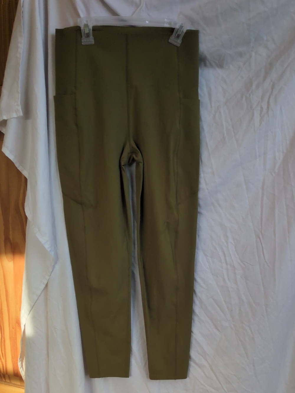Sweaty Betty Olive Green High-Waist Ponte Leggings with Side Pockets